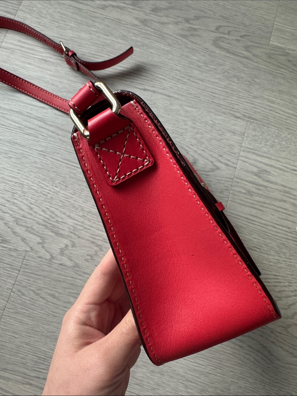 kate spade Red Leather Crossbody Bag with Buckle Straps - Picture 4 of 13